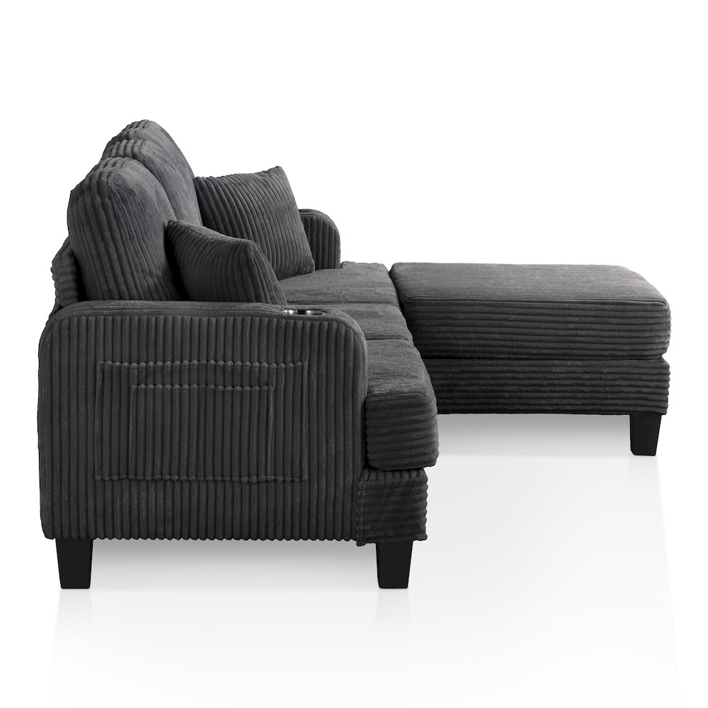 Luka 2-Piece Chenille Sofa and Ottoman Set with Cup Holders. Picture 3