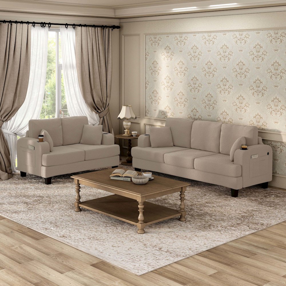 Viafora 2-Piece Boucle Sofa Set. Picture 4
