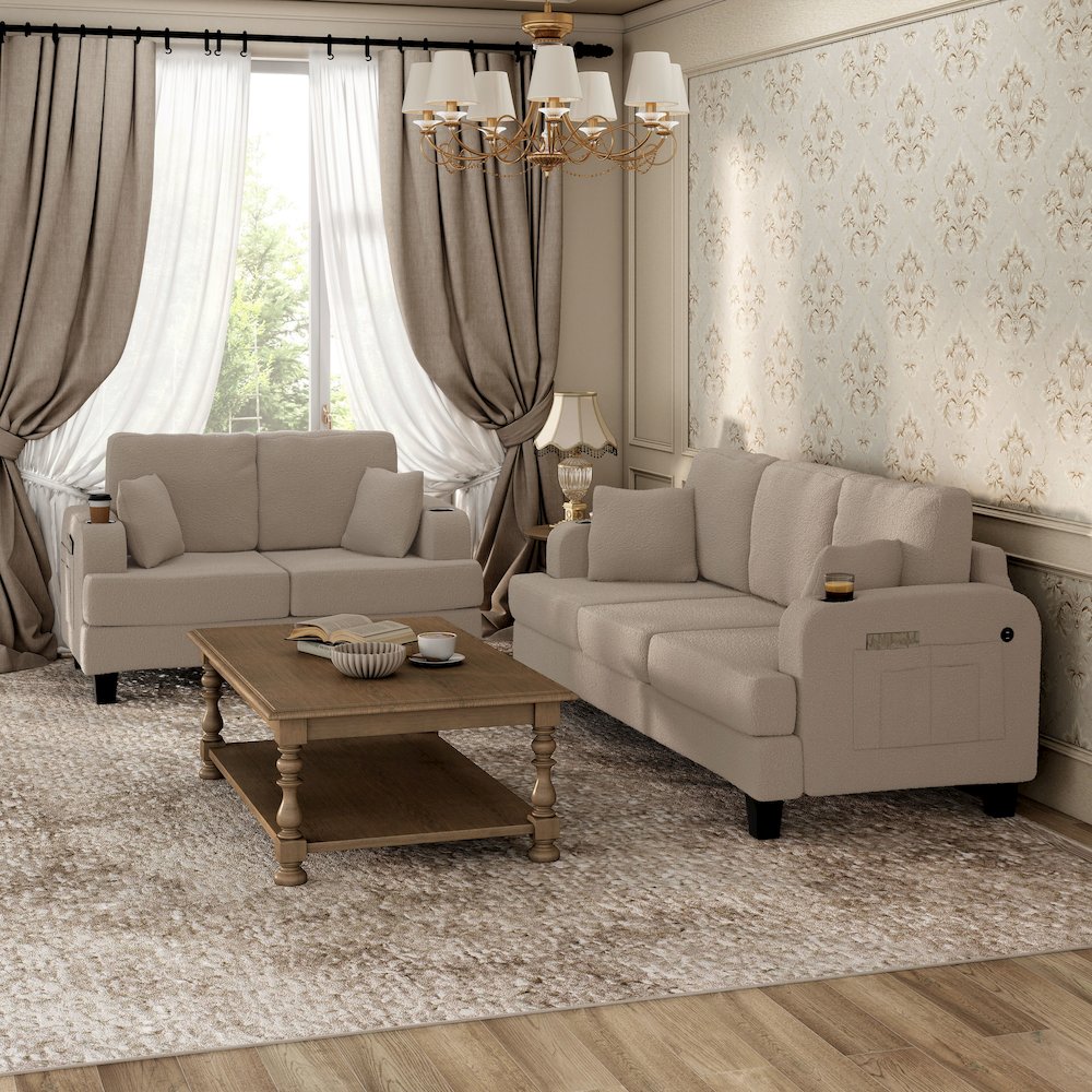 Viafora 2-Piece Boucle Sofa Set. Picture 5
