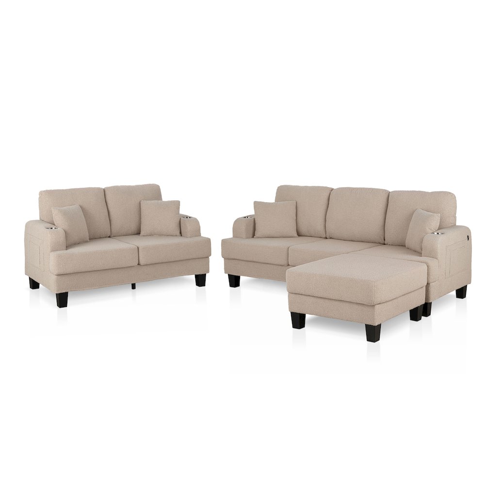 Viafora 3-Piece Boucle Sofa Set. Picture 1