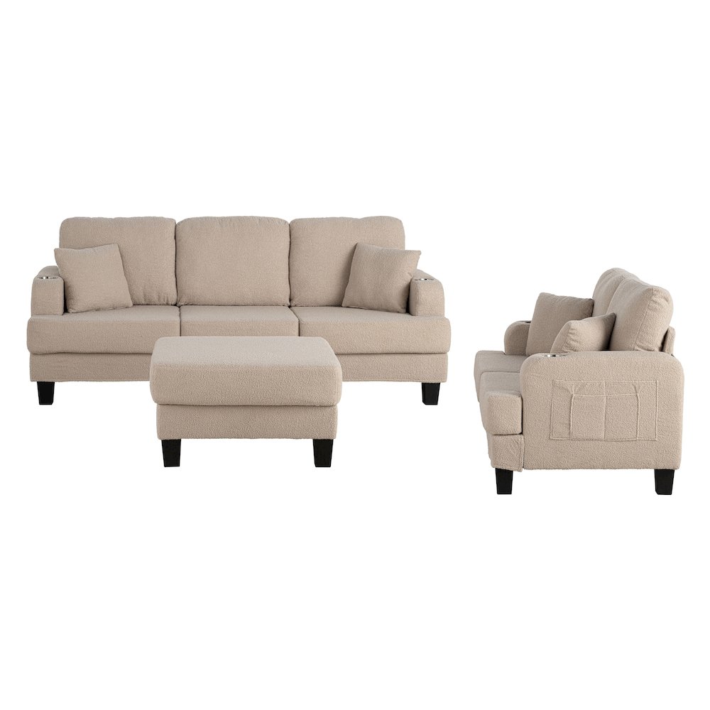Viafora 3-Piece Boucle Sofa Set. Picture 2