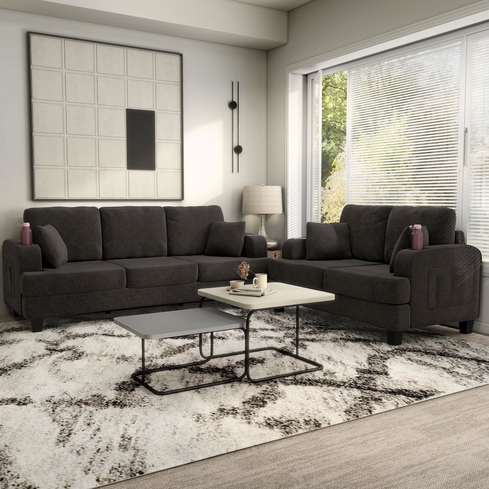 Viafora 2-Piece Boucle Sofa Set. Picture 4