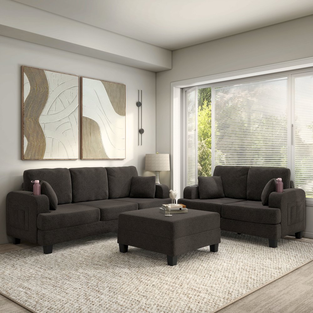Viafora 3-Piece Boucle Sofa Set. Picture 4