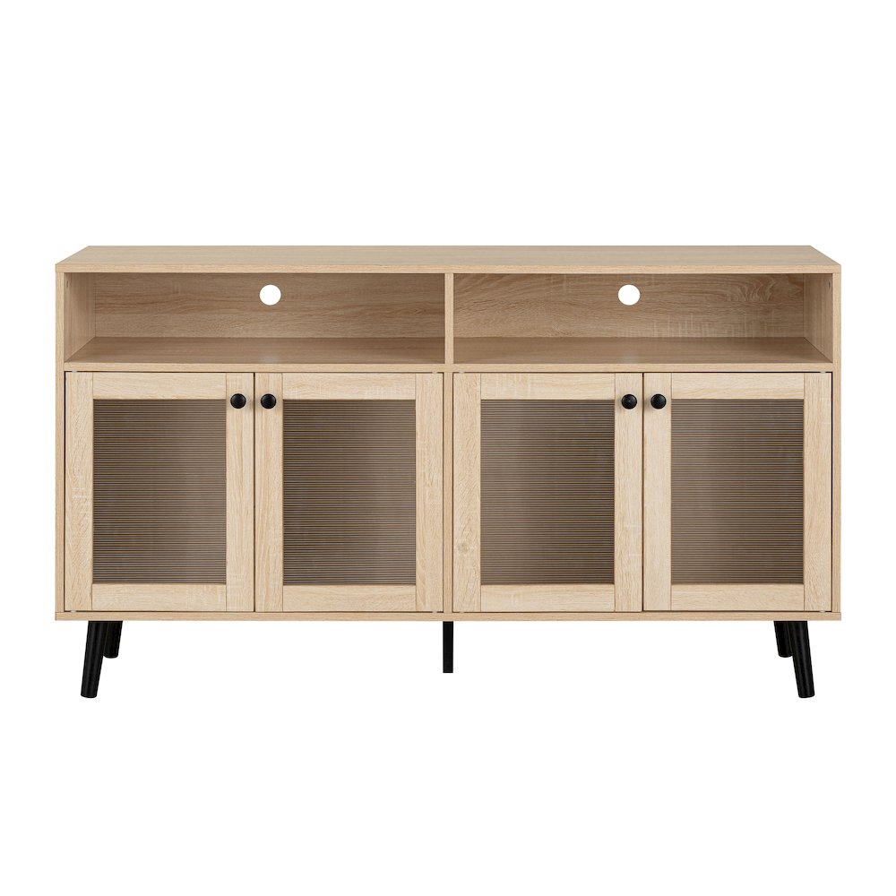 Evans Natural Wood 56-inch TV Stand with 4-Door. Picture 2