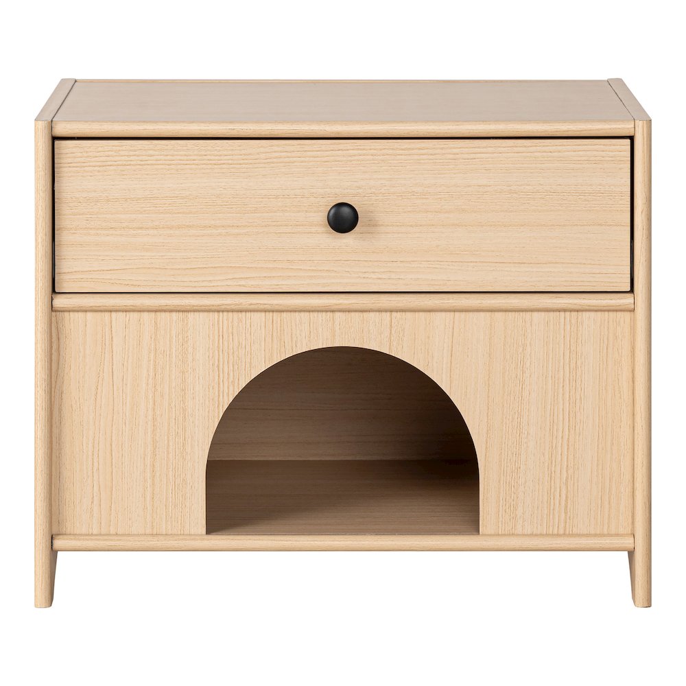Cole Wood Natural 1-Drawer Pet-Friendly Design Side Table. Picture 2