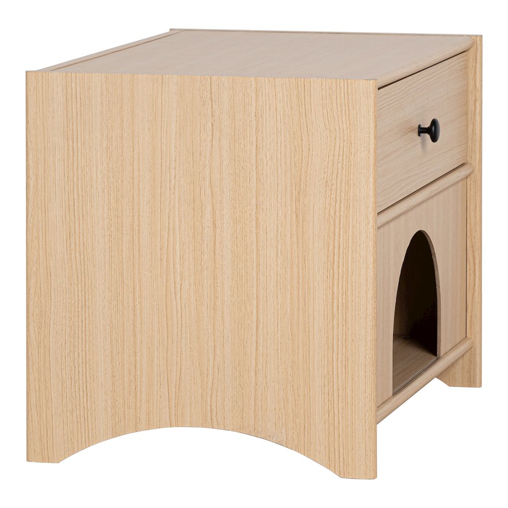 Cole Wood Natural 1-Drawer Pet-Friendly Design Side Table. Picture 3