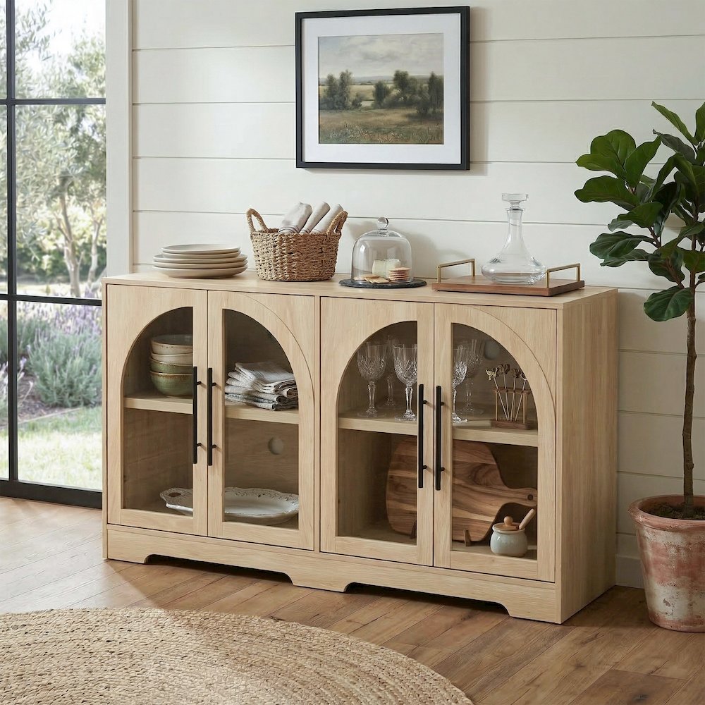Watson Wood 4-Door Adjustable Shelves TV Stand for 60" TVs. Picture 4
