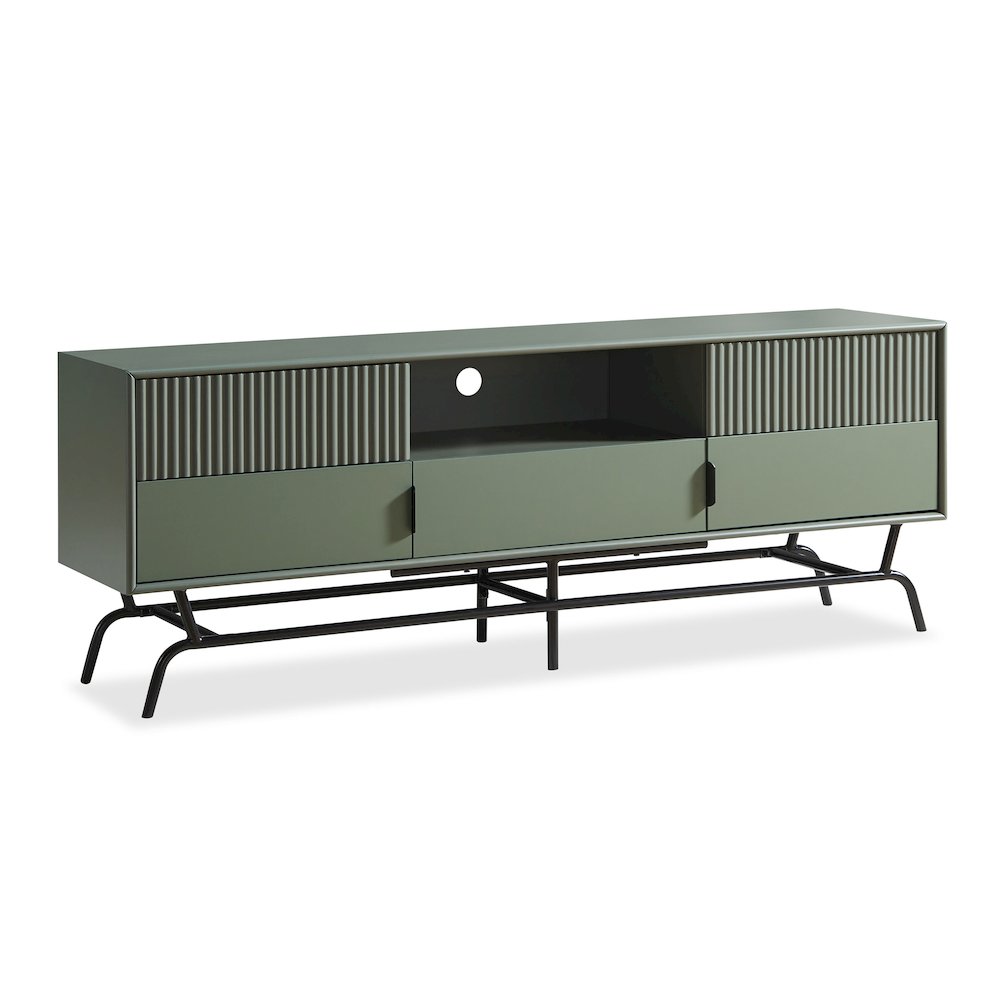 Haft Wood Multi-Storage TV Stand in Sage Green and Black. Picture 1