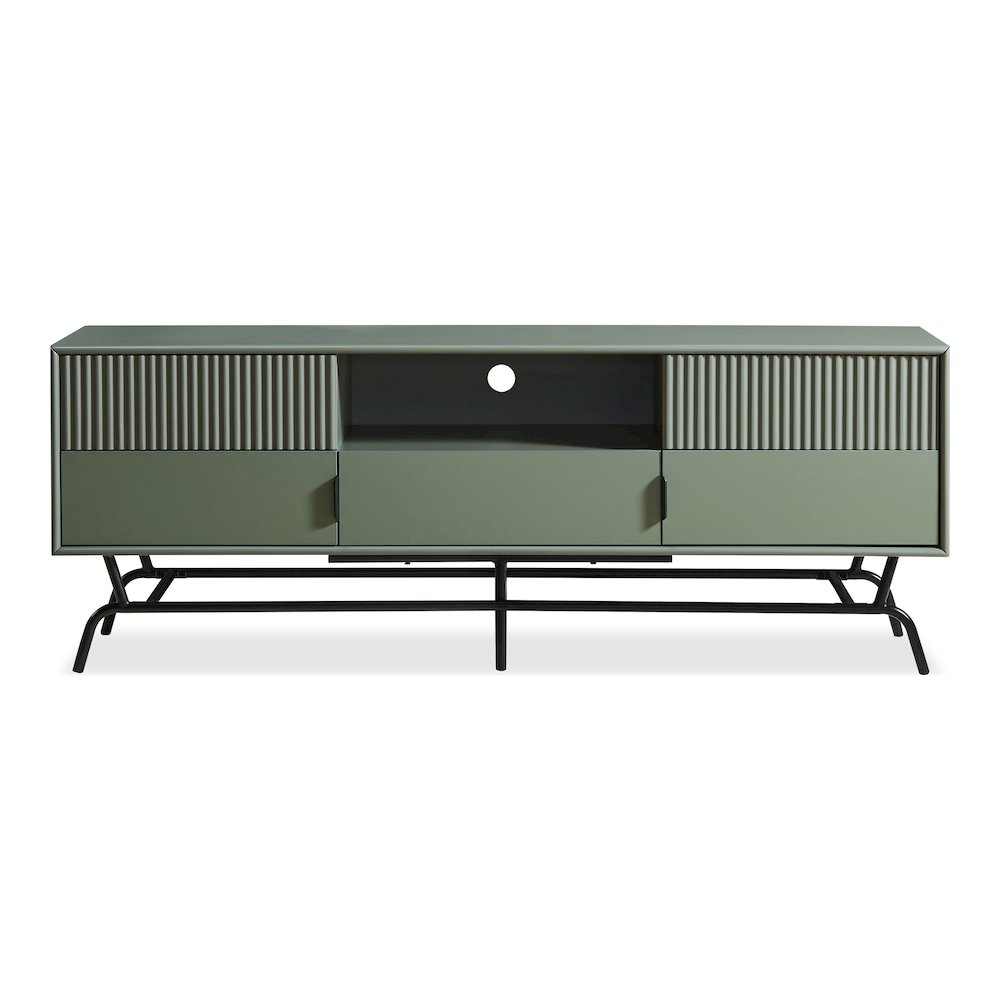 Haft Wood Multi-Storage TV Stand in Sage Green and Black. Picture 2