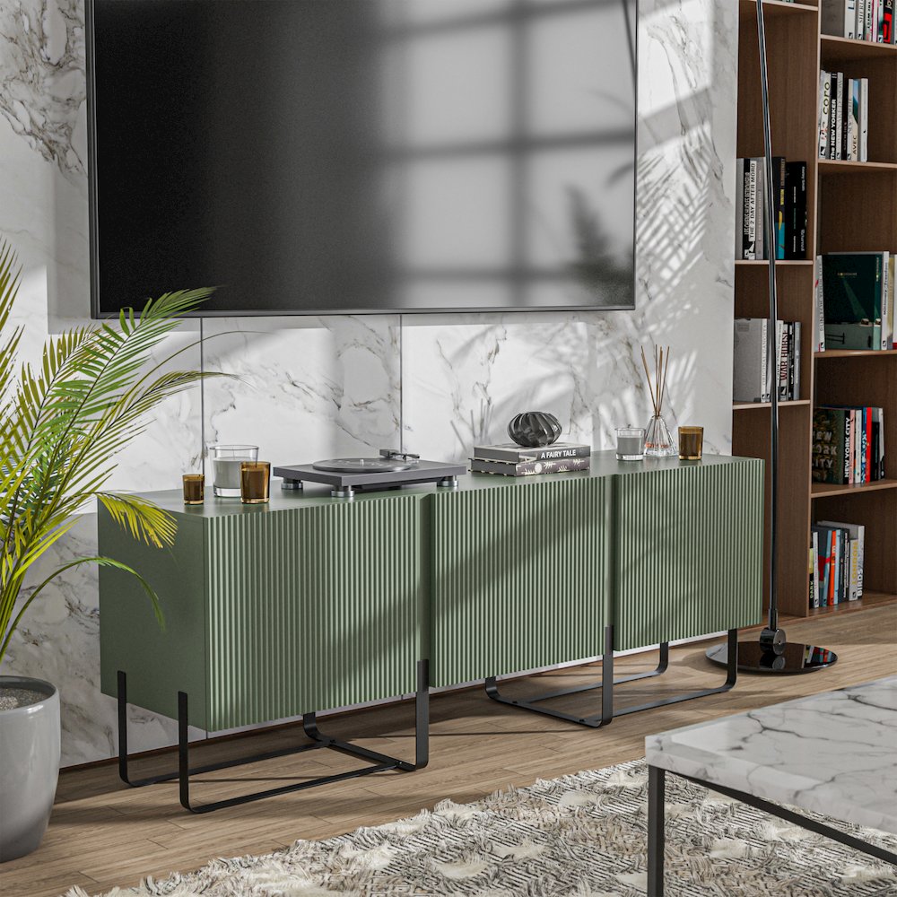 Haft Modern Wood 3-Cabinet TV Stand. Picture 4