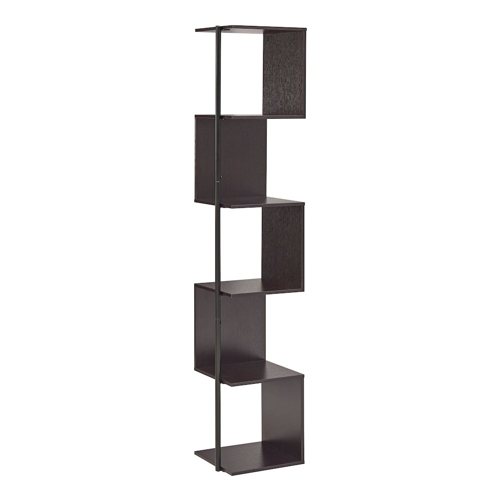 Cirion Modern Wood 5-Shelf Corner Bookcase. Picture 1