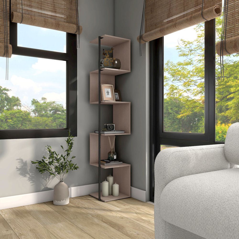 Cirion Modern Wood 5-Shelf Corner Bookcase. Picture 5