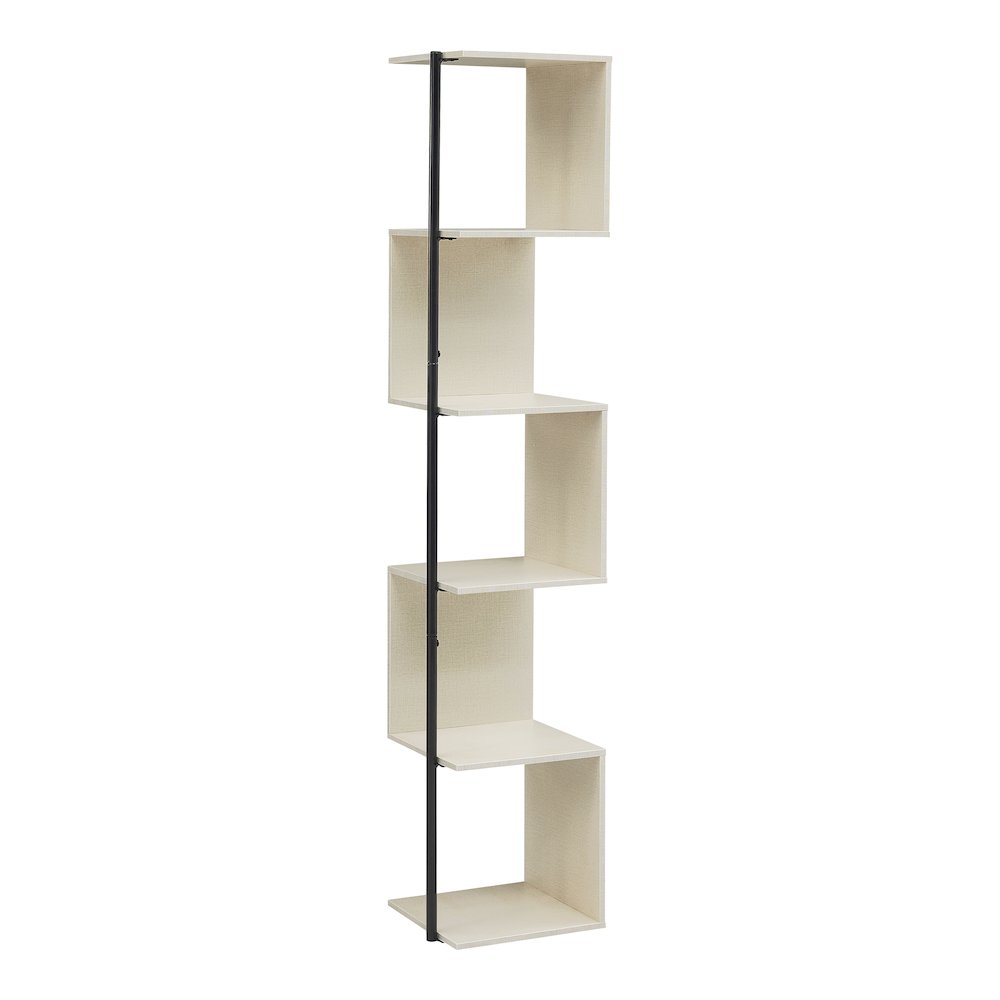 Cirion Modern Wood 5-Shelf Corner Bookcase. Picture 1