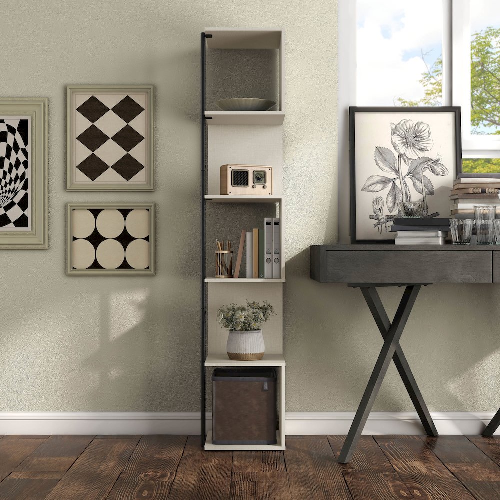 Cirion Modern Wood 5-Shelf Corner Bookcase. Picture 5
