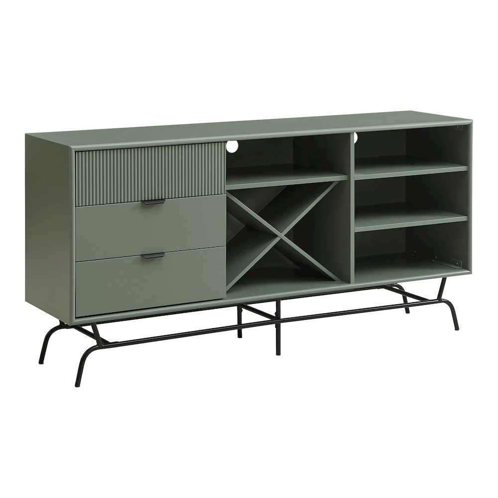 Yaztra Sage Green TV Stand with 3-Drawers and 4-Shelves. Picture 1