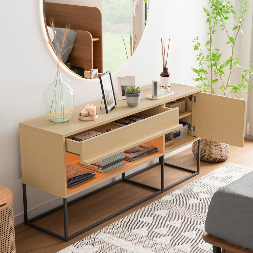 Yazda TV Stand Fits TV's up to 65 in. with LED Lights. Picture 5