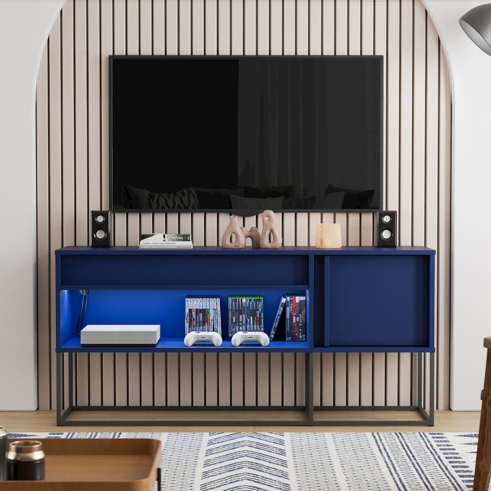 Yazda TV Stand Fits TV's up to 65 in. with LED Lights. Picture 4