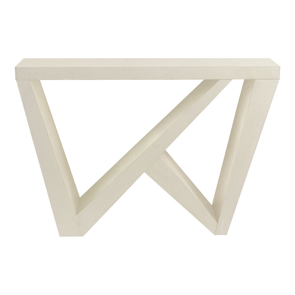 Ollev Wood W-Shaped Legs Console Table in Cream Weave. Picture 2