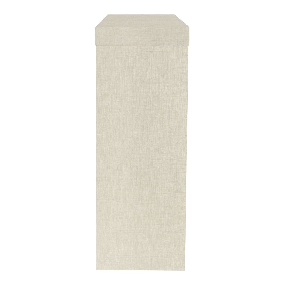 Ollev Wood W-Shaped Legs Console Table in Cream Weave. Picture 3