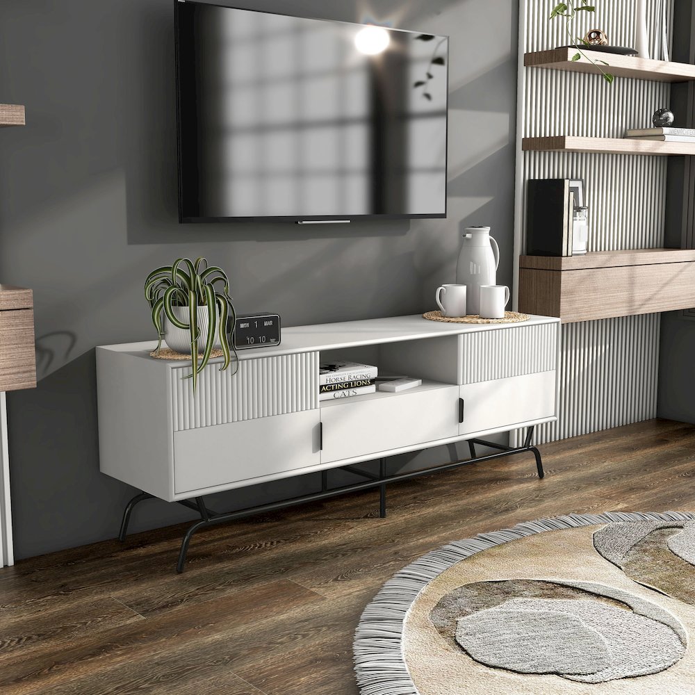 Yaztra TV Stand Fits TV's up to 65 in. with 3 Drawers. Picture 4