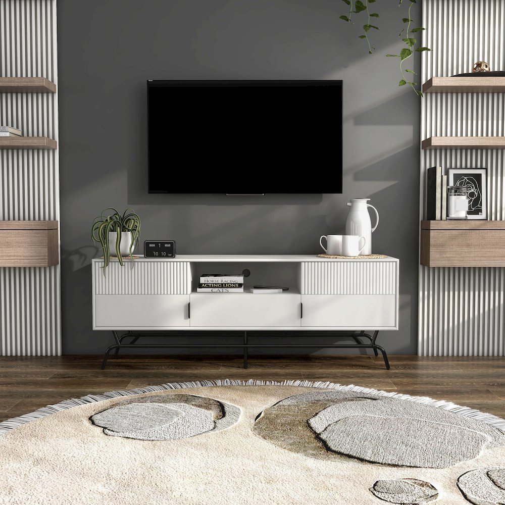 Yaztra TV Stand Fits TV's up to 65 in. with 3 Drawers. Picture 5