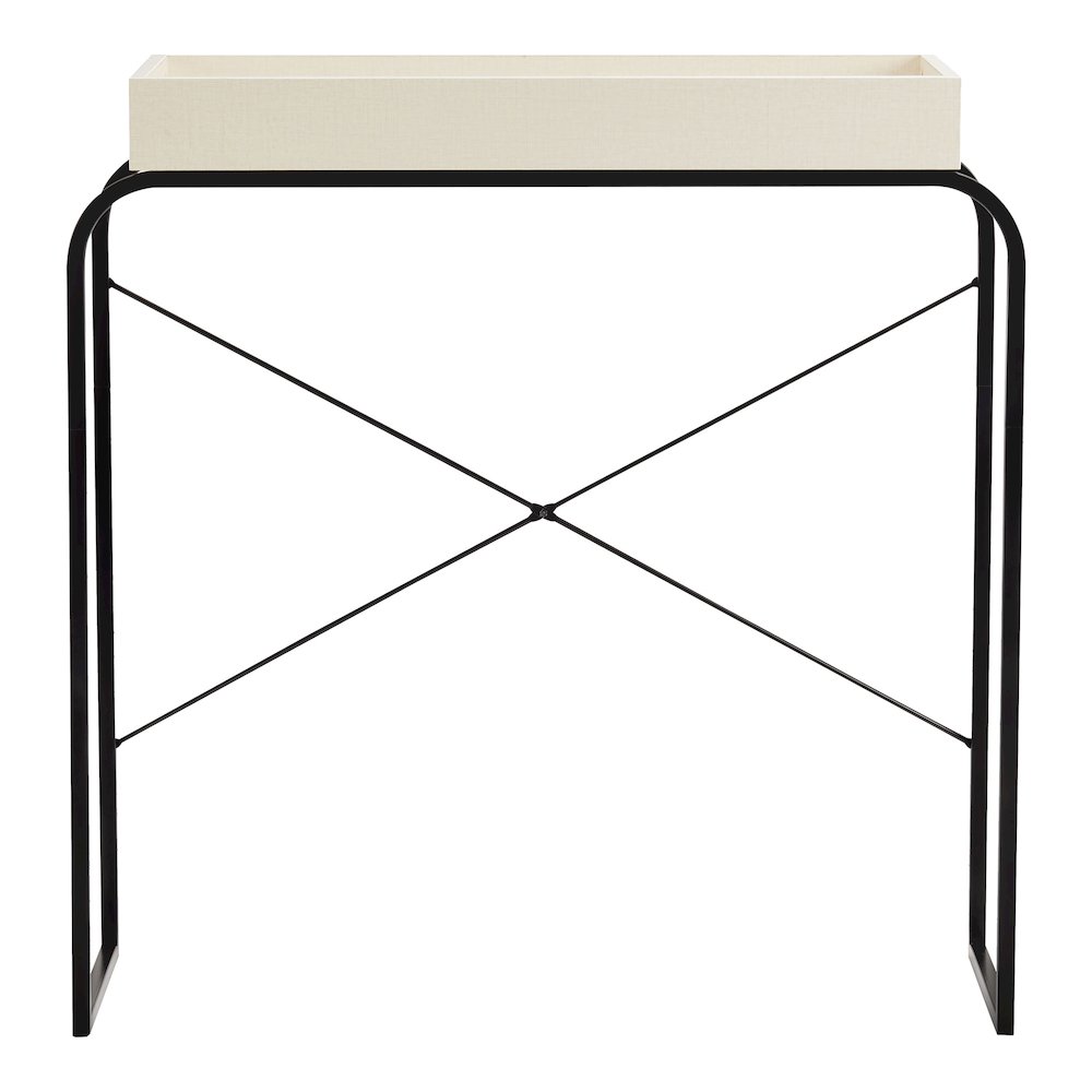 Basil Tray Top Wood Cream Weave Console Table. Picture 2