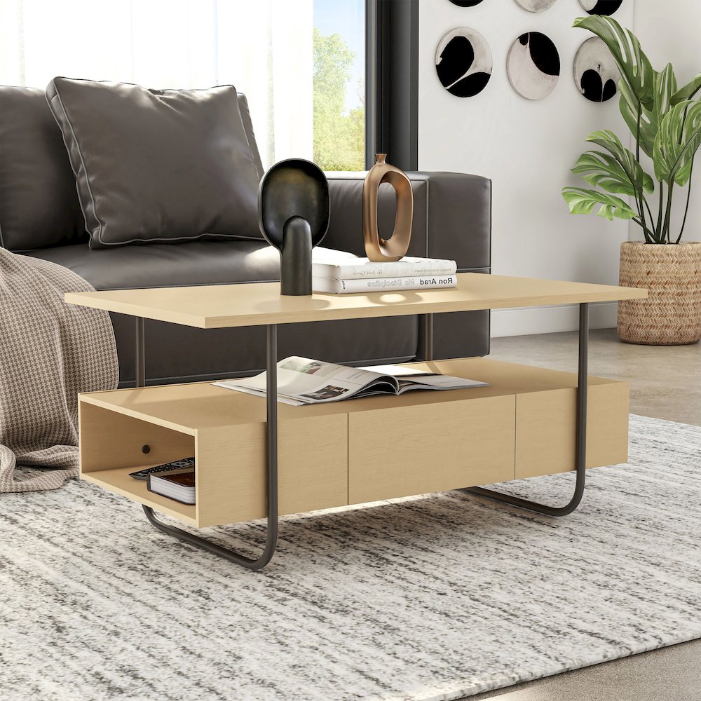 Parte Wood Storage Coffee Table in Light Maple. Picture 4