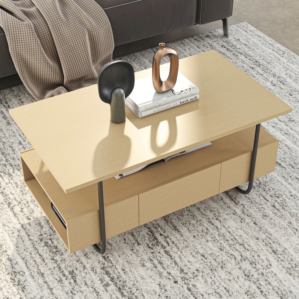 Parte Wood Storage Coffee Table in Light Maple. Picture 5