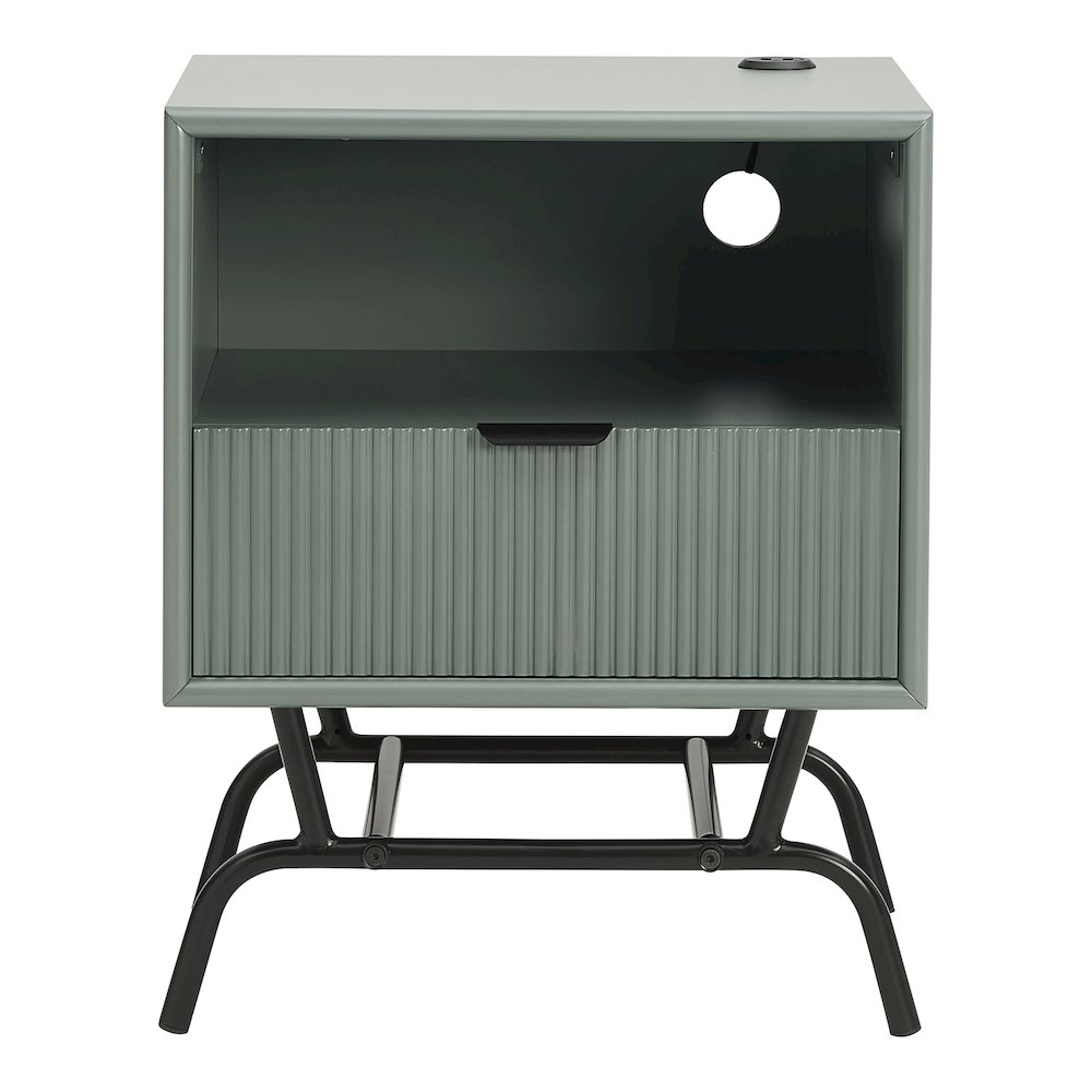 Gleb Wood Storage End Table with USB Port. Picture 2