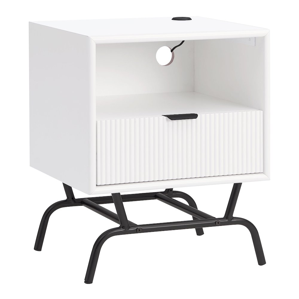 Gleb Wood Storage End Table with USB Port. Picture 1