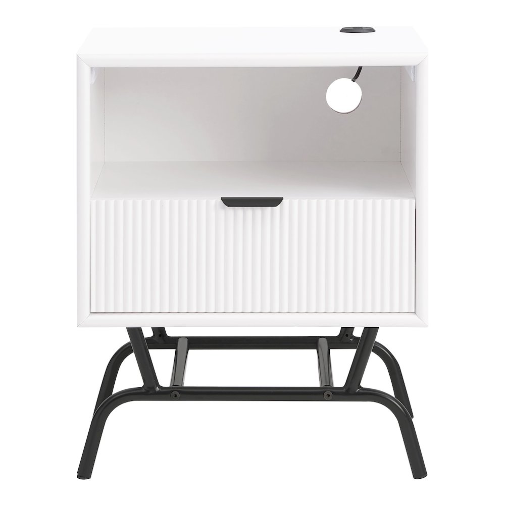 Gleb Wood Storage End Table with USB Port. Picture 2