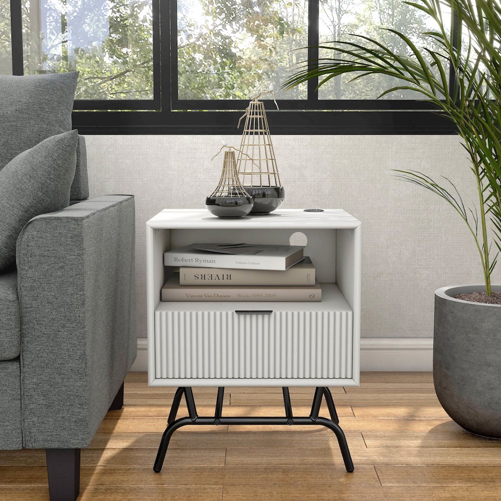 Gleb Wood Storage End Table with USB Port. Picture 5