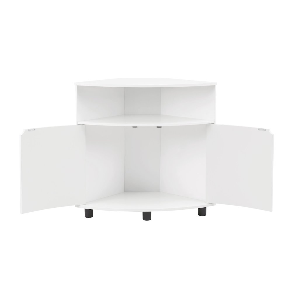 Leto White Corner Storage Cabinet with LED Lights. Picture 2