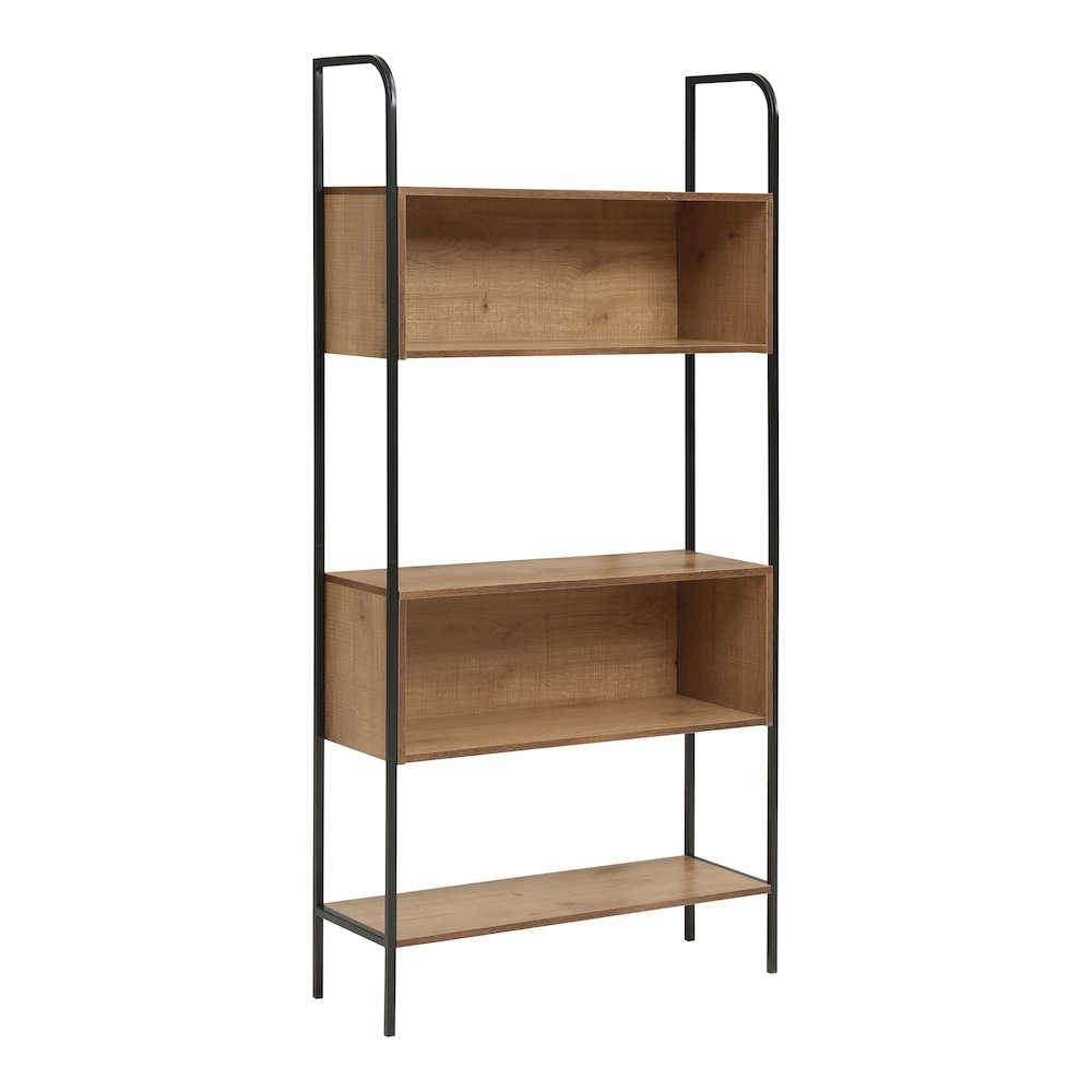 Milan Distressed Oak Accent Bookcase with 5 Shelves. Picture 1