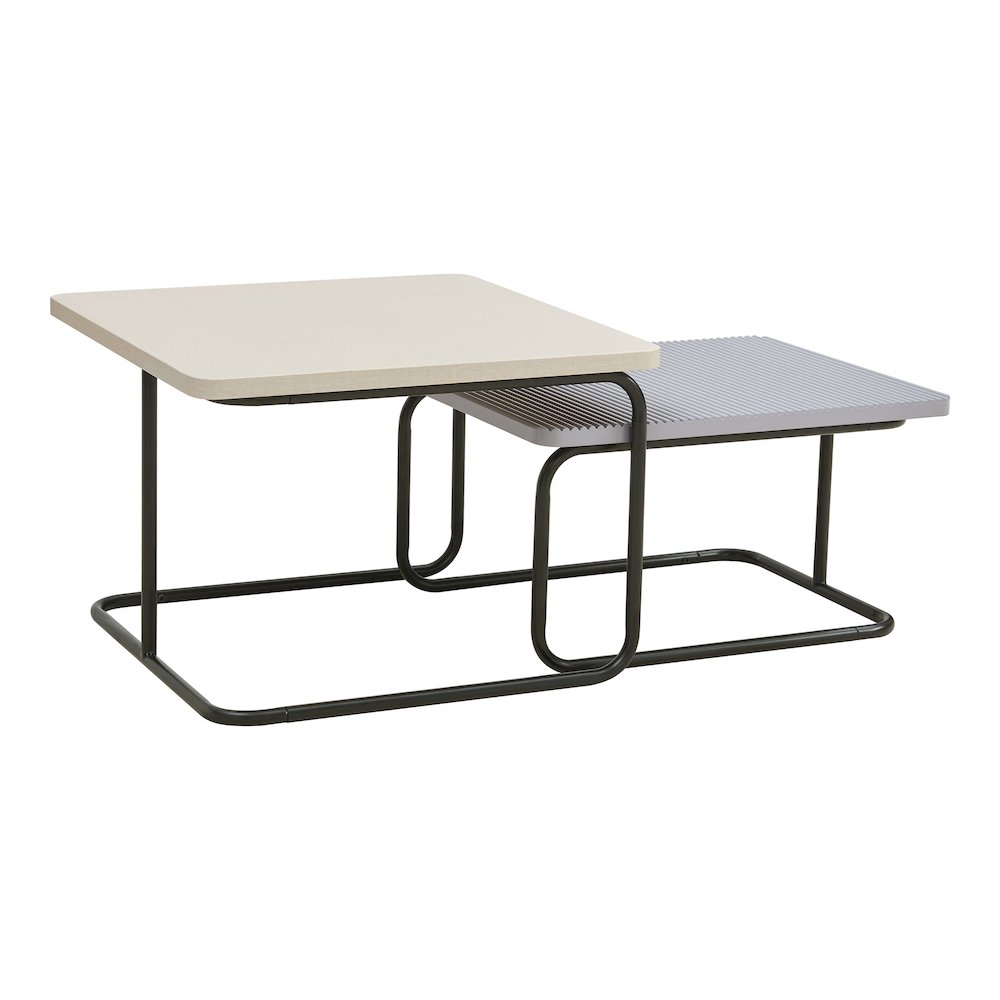 Torra Wood 2-Piece Nesting Coffee Table, Cream Weave. Picture 1