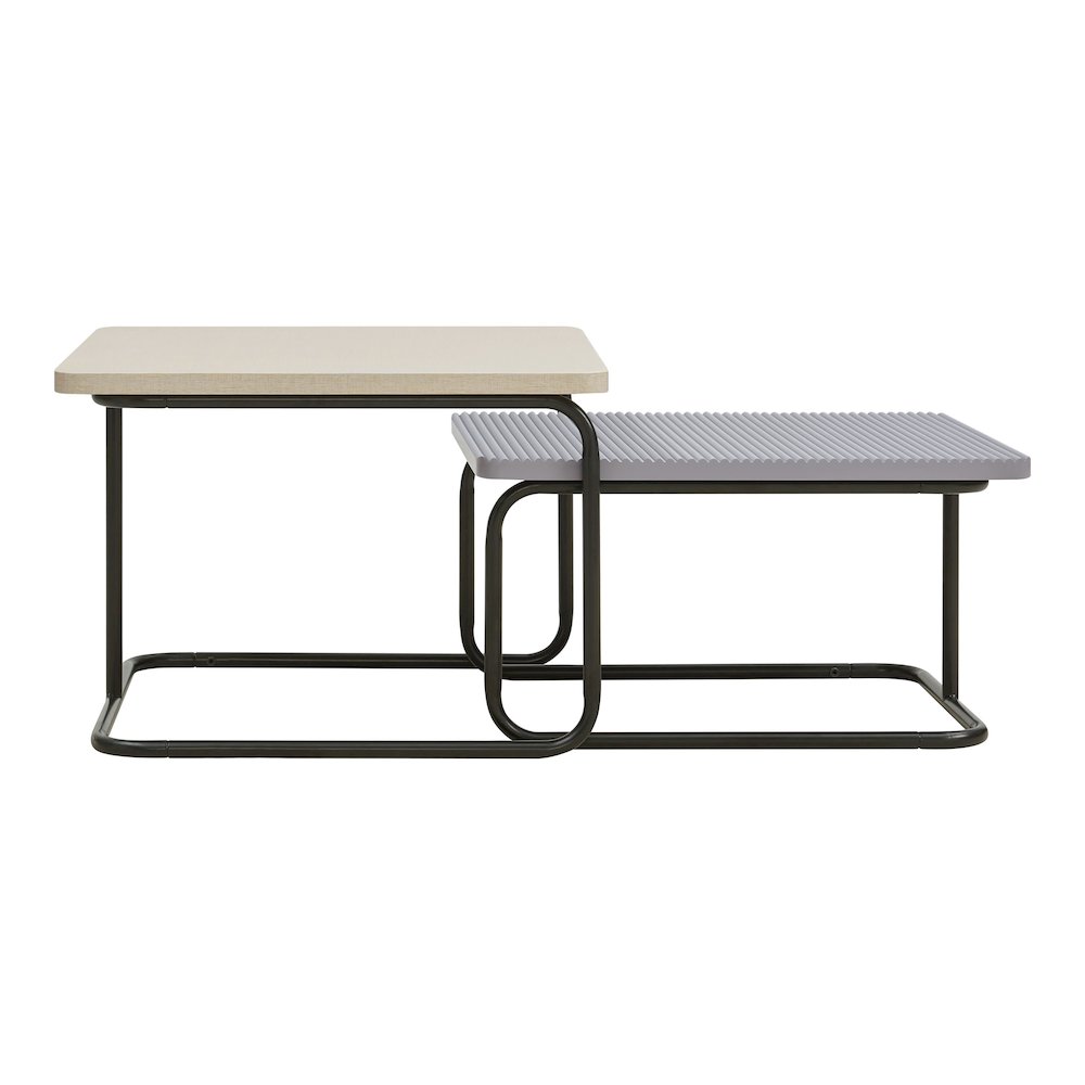 Torra Wood 2-Piece Nesting Coffee Table, Cream Weave. Picture 3