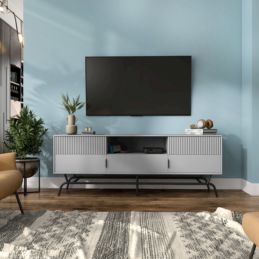 Umi Contemporary TV Stand for TV's up to 65" in Gray Pure. Picture 4