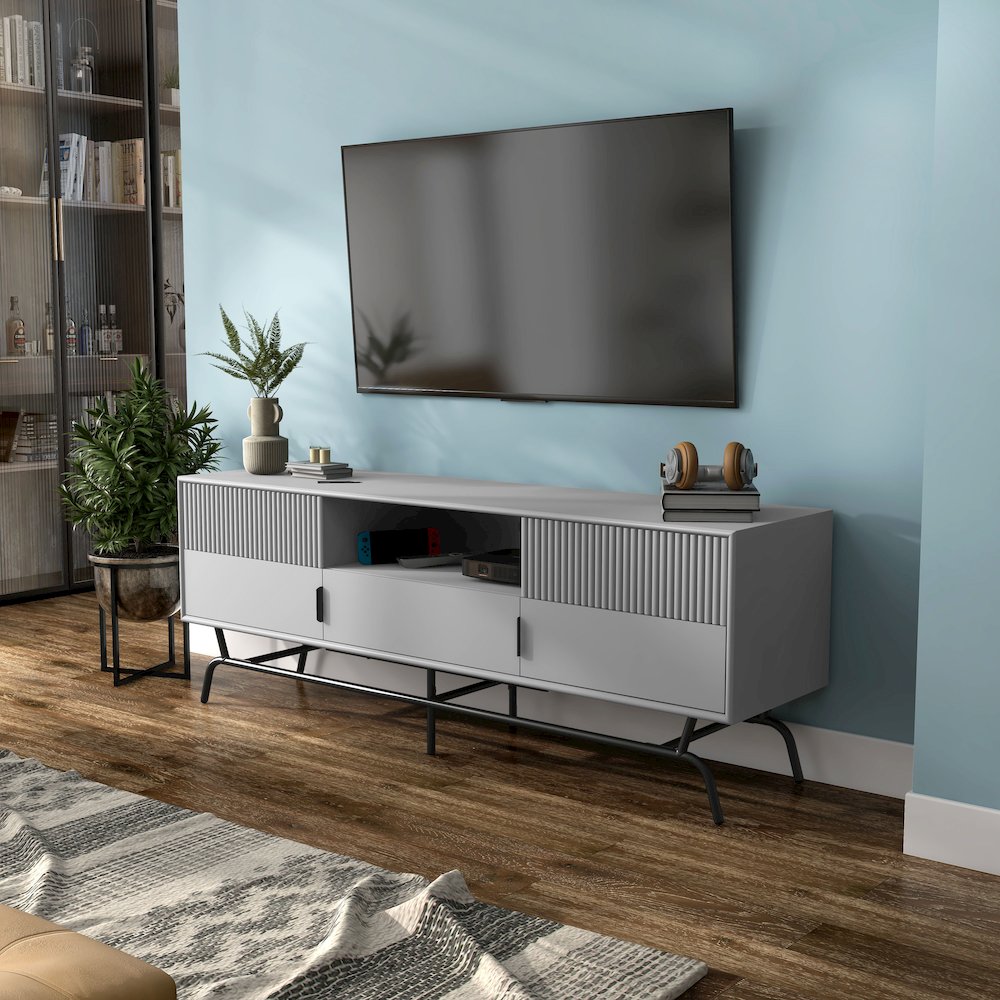 Umi Contemporary TV Stand for TV's up to 65" in Gray Pure. Picture 5