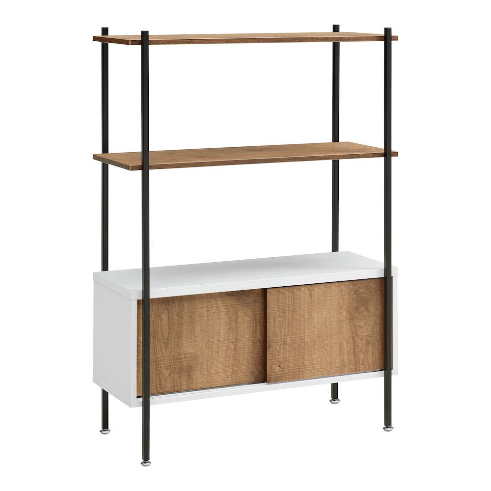 Milan White and Distressed Oak 3-Shelf Accent Bookcase. Picture 1
