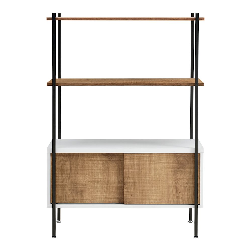 Milan White and Distressed Oak 3-Shelf Accent Bookcase. Picture 2