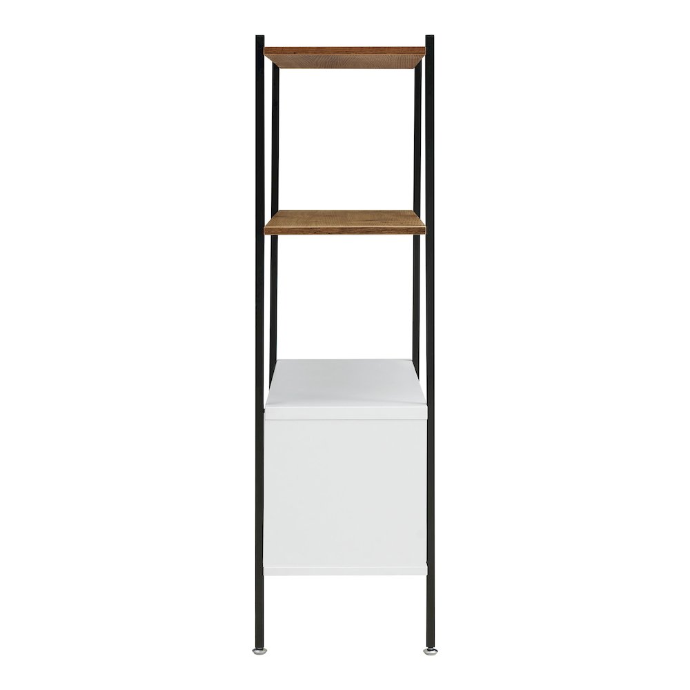 Milan White and Distressed Oak 3-Shelf Accent Bookcase. Picture 3