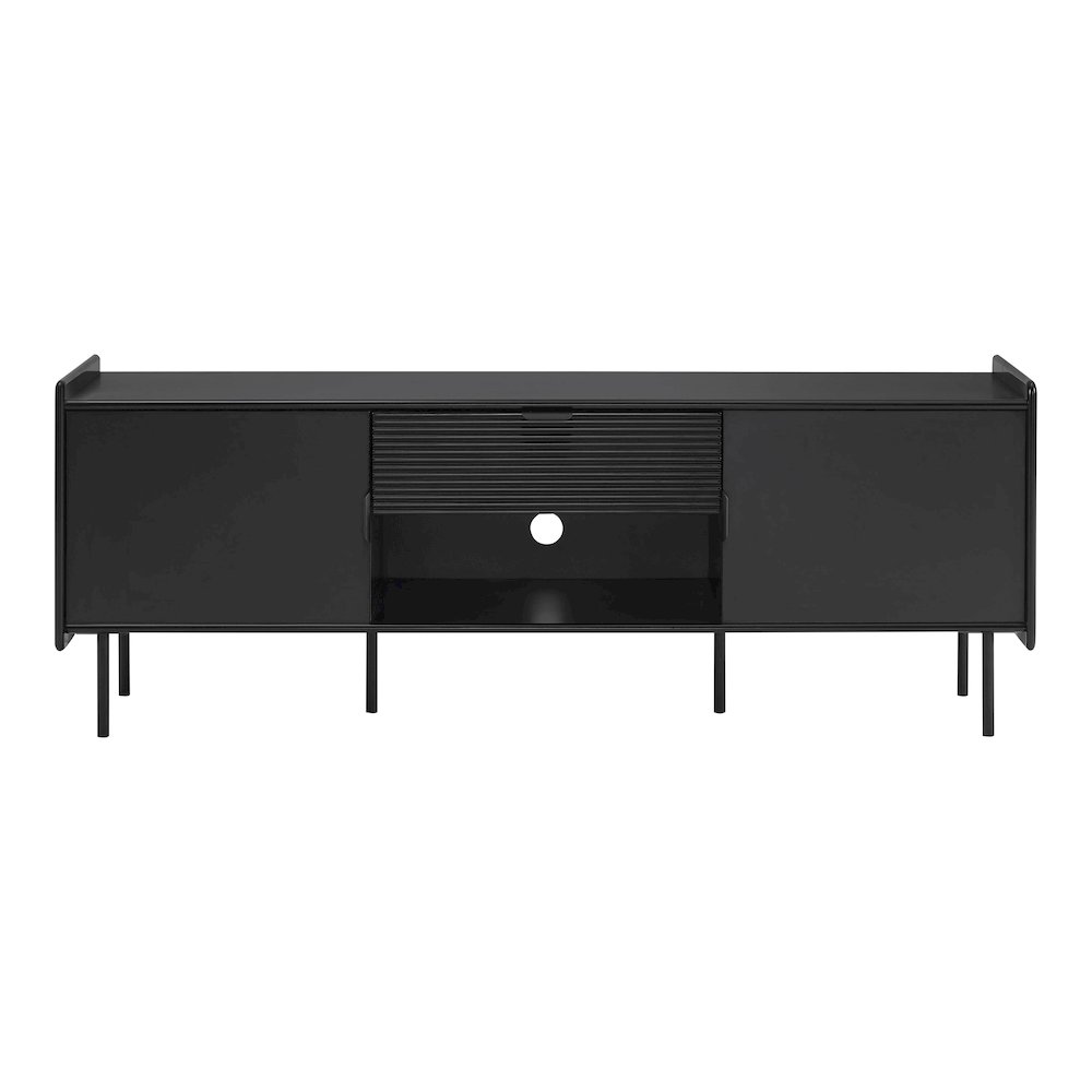 Rainer Modern Black TV Stand with Drawer and Doors. Picture 2