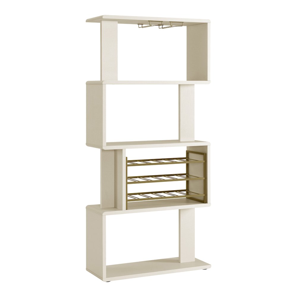 Ena 18-Bottle Cream Weave and Brass Wine Rack. Picture 1