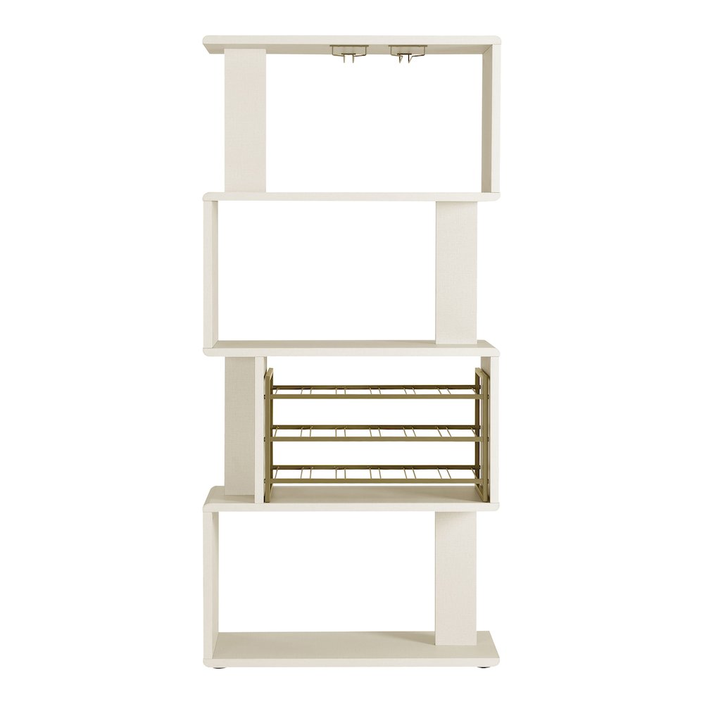 Ena 18-Bottle Cream Weave and Brass Wine Rack. Picture 2