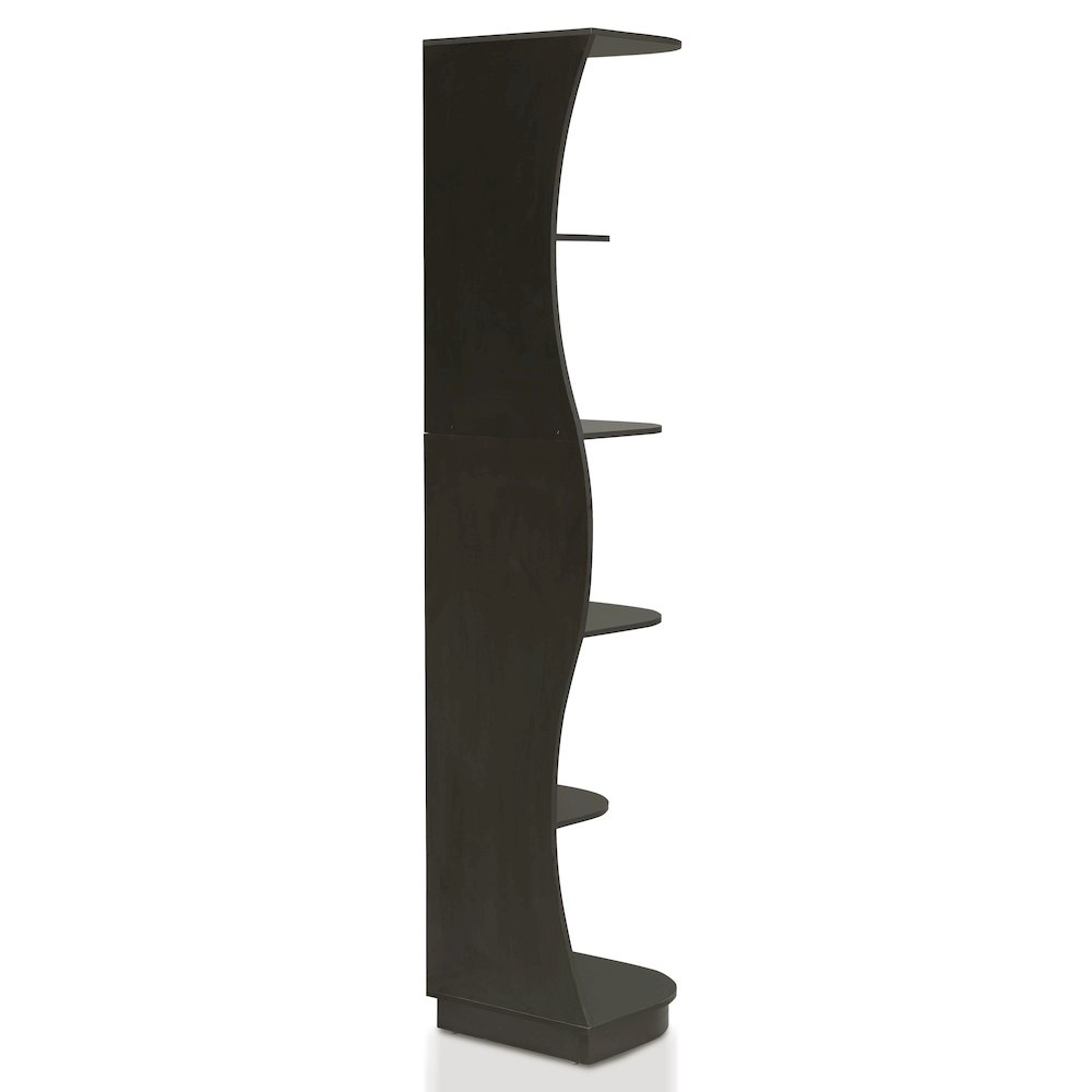 Wilton Contemporary 5-Shelf Corner Bookcase with LED Light. Picture 3