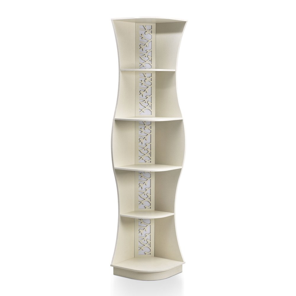 Wilton Contemporary 5-Shelf Corner Bookcase with LED Light. Picture 2