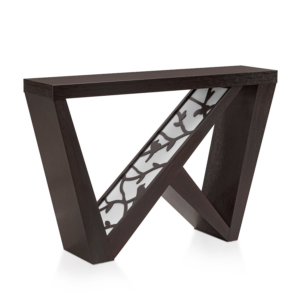 Wyll Contemporary Indoor LED Wood Console Table with Remote. Picture 1