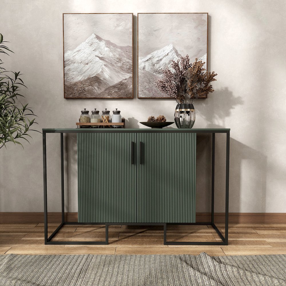 Kono Contemporary 2-Shelf Buffet in Sage Green. Picture 4