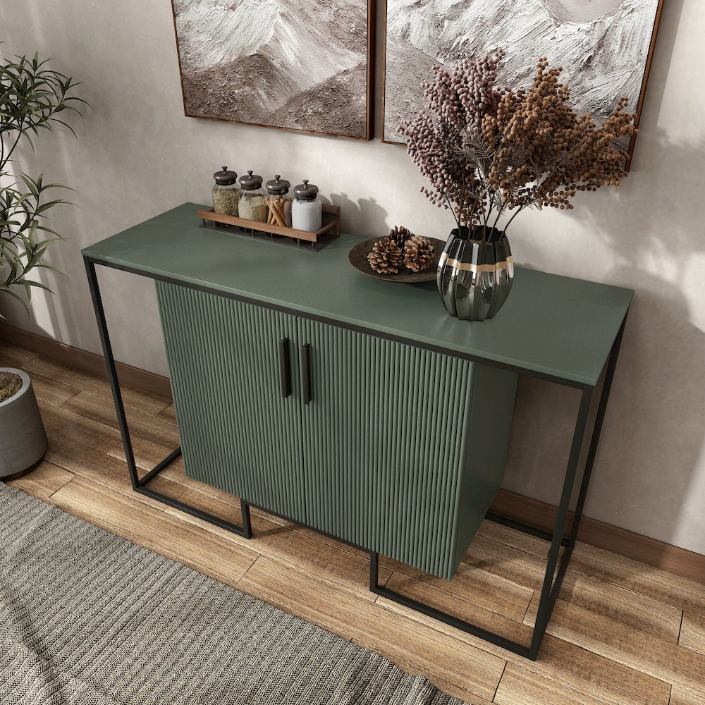 Kono Contemporary 2-Shelf Buffet in Sage Green. Picture 5