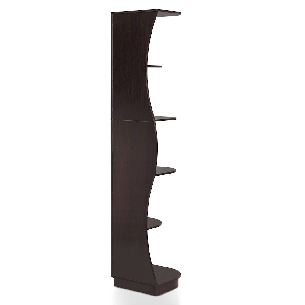 Wilton Contemporary 5-Shelf Corner Bookcase with LED Light. Picture 3